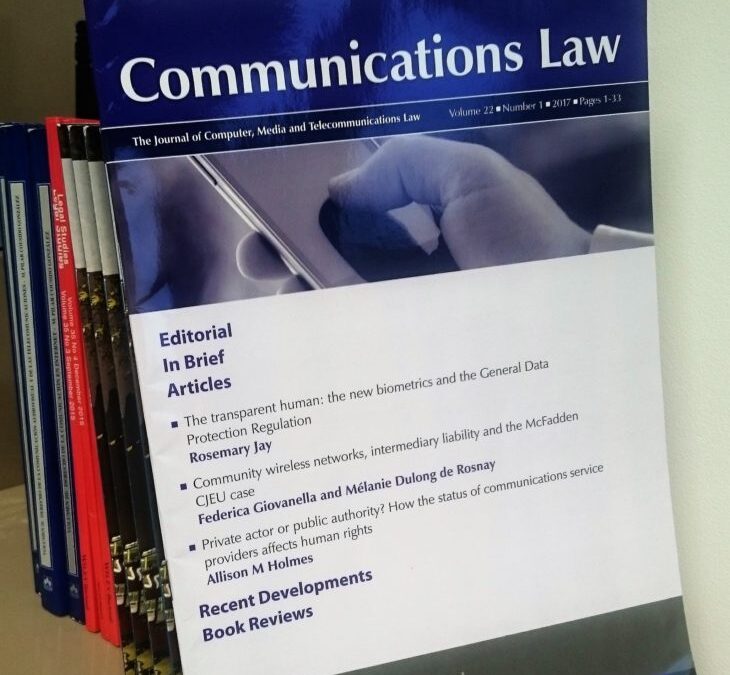 New Special Issue of Communications Law: Information control in an ominous global environment